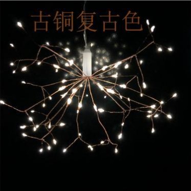 LED蒲公英户外防水满天星星烟花铜线灯串3AA圣诞装饰爆炸球彩灯
