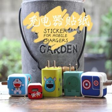 新款充电器贴纸适用OPPO手机冲电器卡通贴纸厂家生产定制批发贴膜