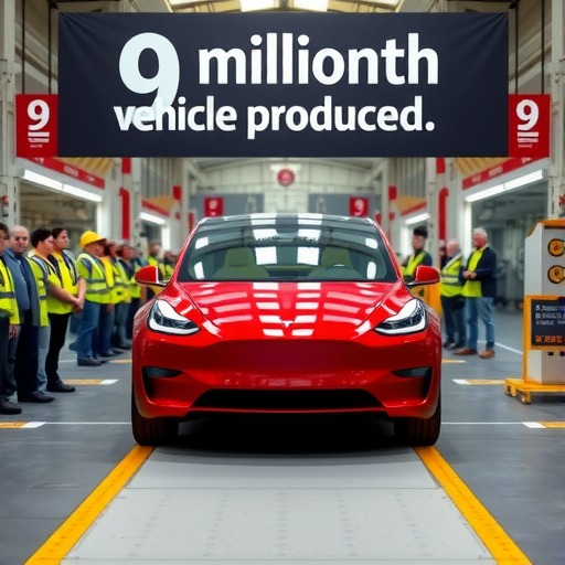 特斯拉全球第900万辆电动车在上海工厂下线！