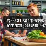 专业201 304不锈钢板加工压花 拉丝贴膜 **切割打孔等加工