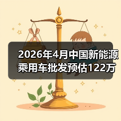 2026年4月中国新能源乘用车批发预估122万辆：别被数字骗了