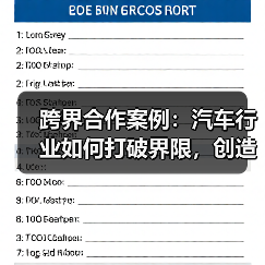 跨界合作案例:汽车行业如何打破界限,创造奇迹 跨界合作案例:汽车行业如何打破界限,创造奇迹